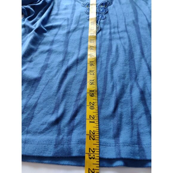 Nature Art Lynn Yang Embroidered 3/4 Sleeve Top Blue Womens Size Large - Picture 11 of 11